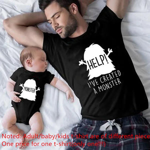 1Pc Player 1 Player 2 Funny Father Son Look Tshirt Summer Short Sleeve T-Shirt For Daddy Baby Bodysuit Family Matching Clothes