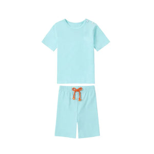 Spring Summer Cotton Solid Casual Clothing Boys Girls Fashion Family Matching Clothes Dress Set