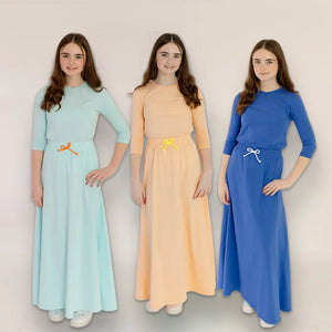 Spring Summer Cotton Solid Casual Clothing Boys Girls Fashion Family Matching Clothes Dress Set