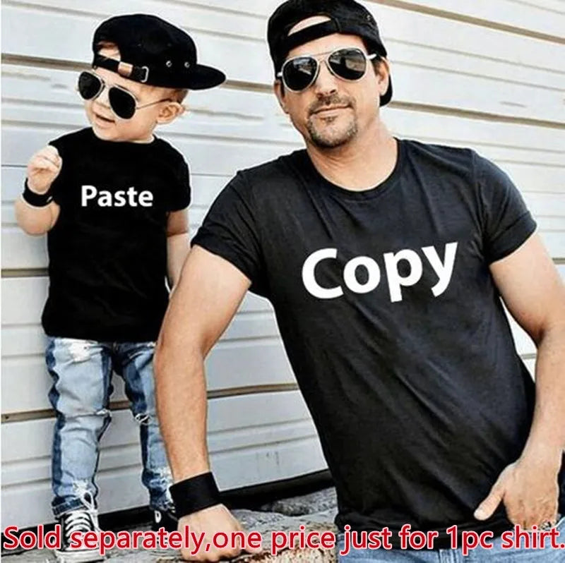 Family Look Copy Paste Tshirts Funny Family Matching Clothes Father Daughter Son Outfits Daddy Mommy and Me Baby Kids Clothes