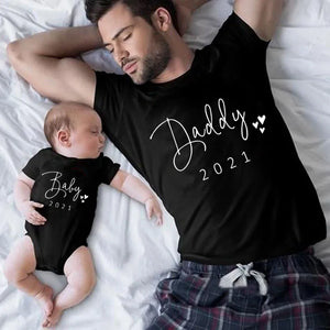 1Pc Player 1 Player 2 Funny Father Son Look Tshirt Summer Short Sleeve T-Shirt For Daddy Baby Bodysuit Family Matching Clothes