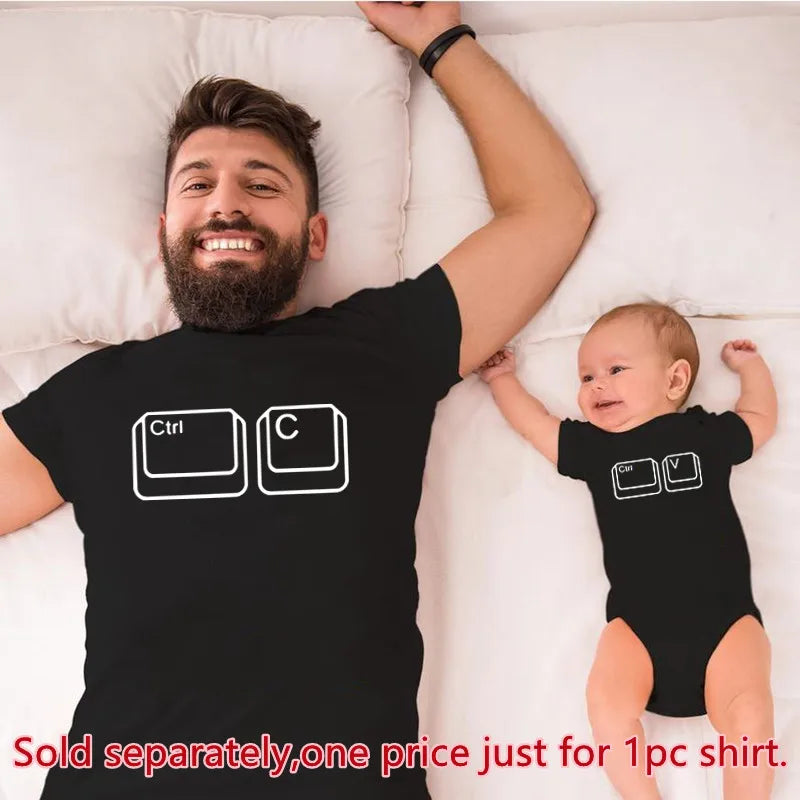 Family Look Copy Paste Tshirts Funny Family Matching Clothes Father Daughter Son Outfits Daddy Mommy and Me Baby Kids Clothes