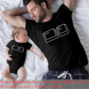 1Pc Player 1 Player 2 Funny Father Son Look Tshirt Summer Short Sleeve T-Shirt For Daddy Baby Bodysuit Family Matching Clothes
