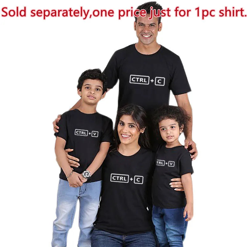 Family Look Copy Paste Tshirts Funny Family Matching Clothes Father Daughter Son Outfits Daddy Mommy and Me Baby Kids Clothes