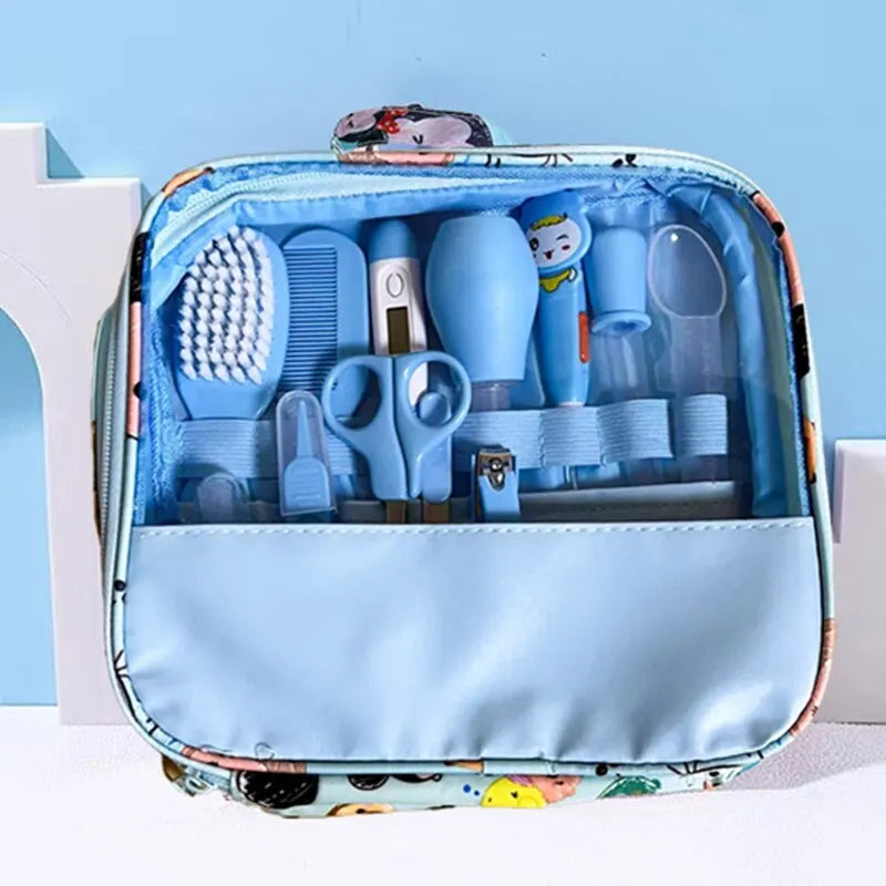 12 PCs Baby Care Kit Kids Hair Nail Healthcare Thermometer Grooming Brush Kit Clipper Scissors Kid Toiletries