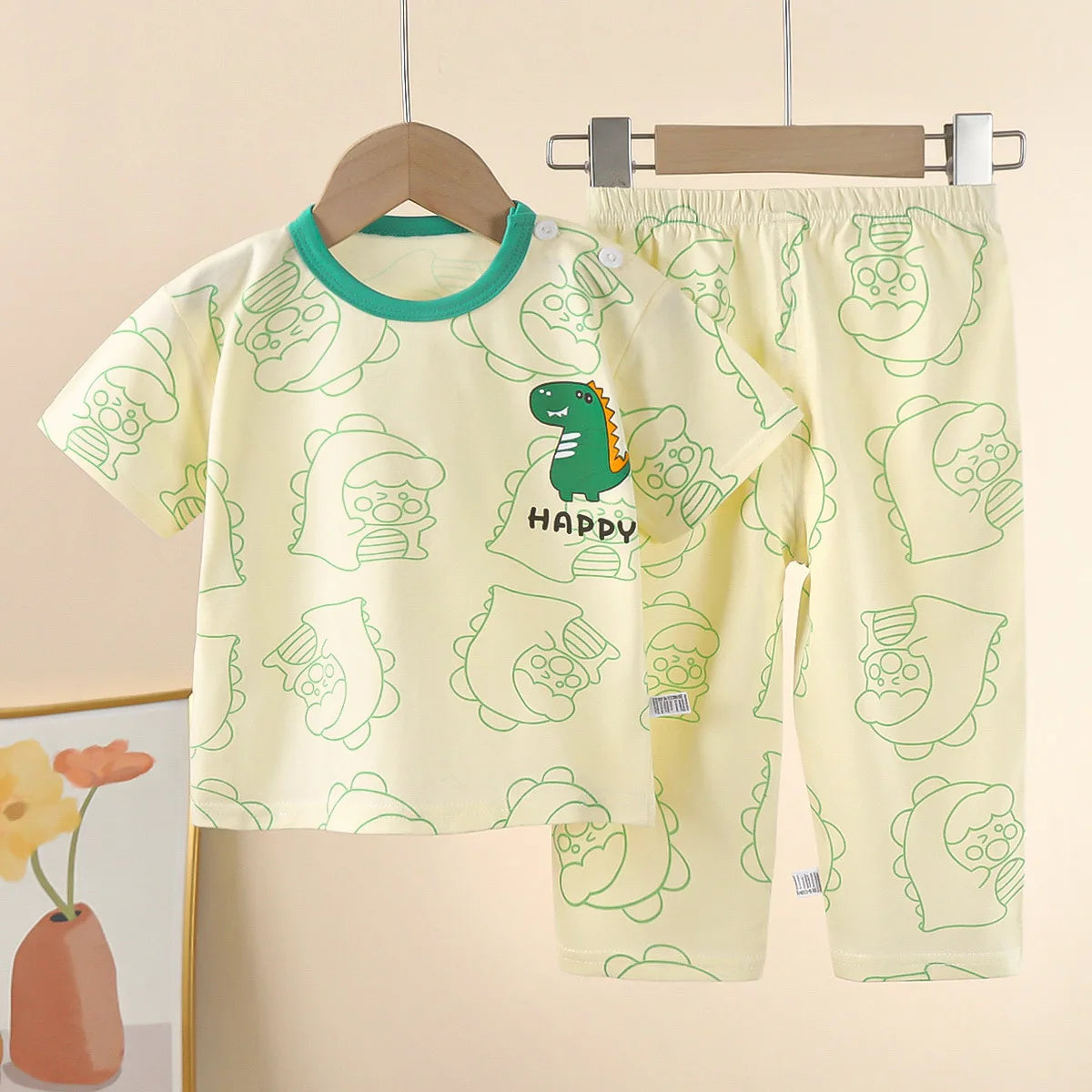 New Children&#39;s Short-Sleeved Suit Pure Cotton Summer Boys T-shirt Girls Home Clothes Baby Pajamas children&#39;s clothing
