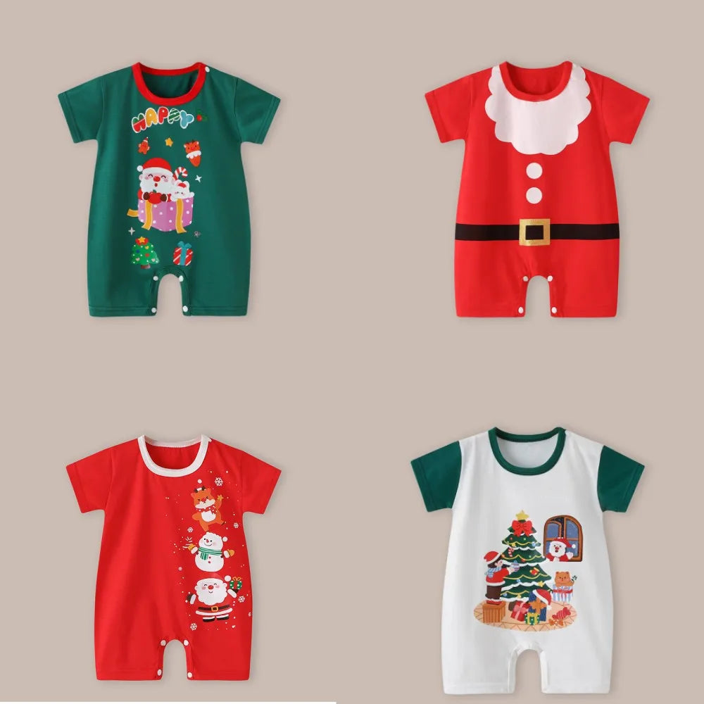 Baby Boys Girls Bodysuits Christmas Cotton Short Sleeves Kids Clothes 6-24 Month Newborn Baby Clothing bebe Jumpsuit