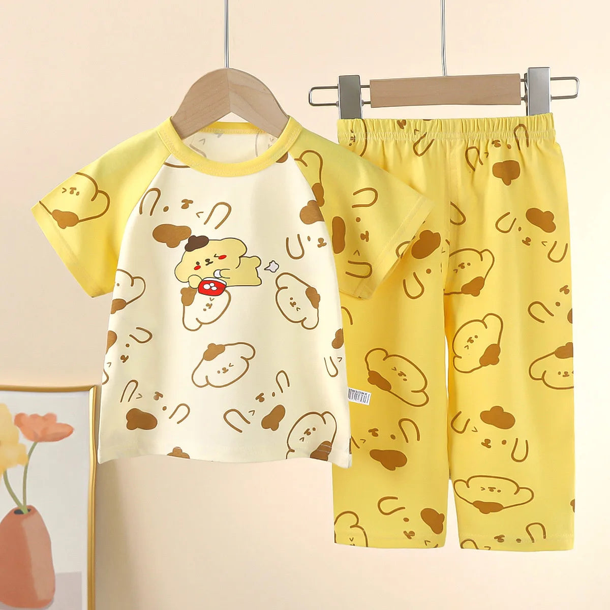 New Children&#39;s Short-Sleeved Suit Pure Cotton Summer Boys T-shirt Girls Home Clothes Baby Pajamas children&#39;s clothing
