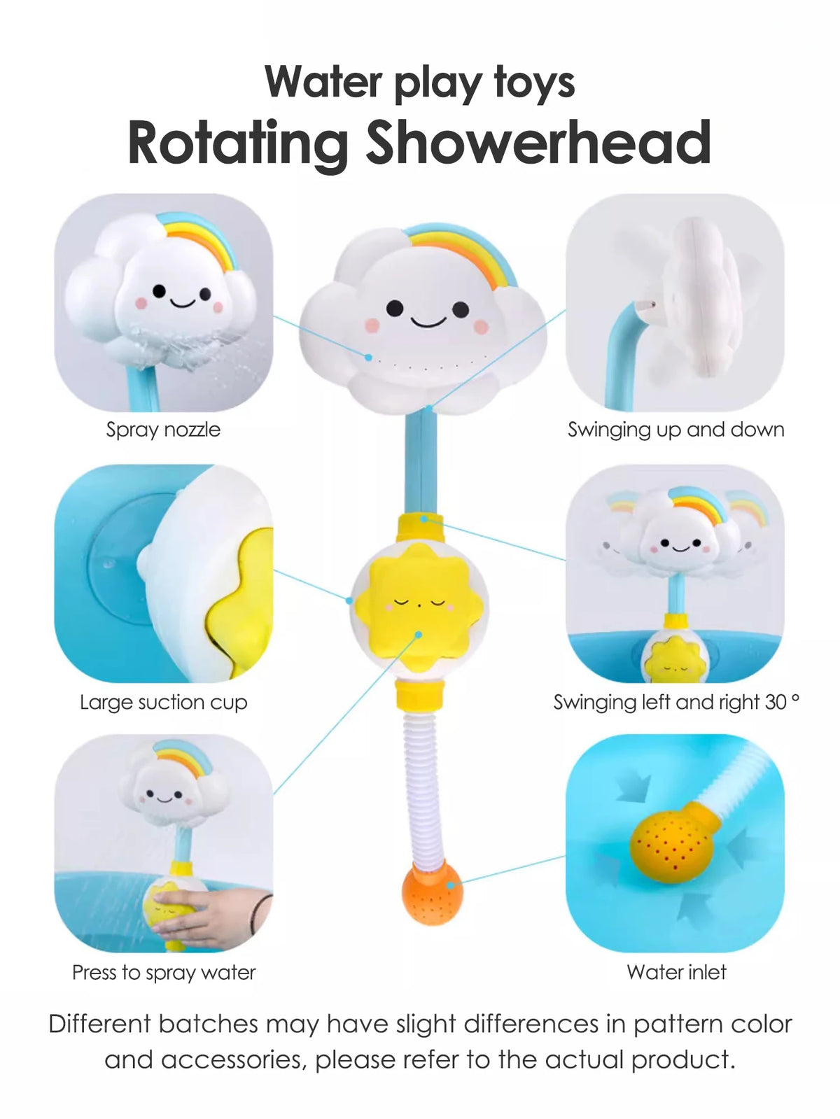 1pcs Kids cloud shower toy, baby bathtub toy, children&#39;s bathtub water toy, baby shower comfort toy, gift for boys and girls