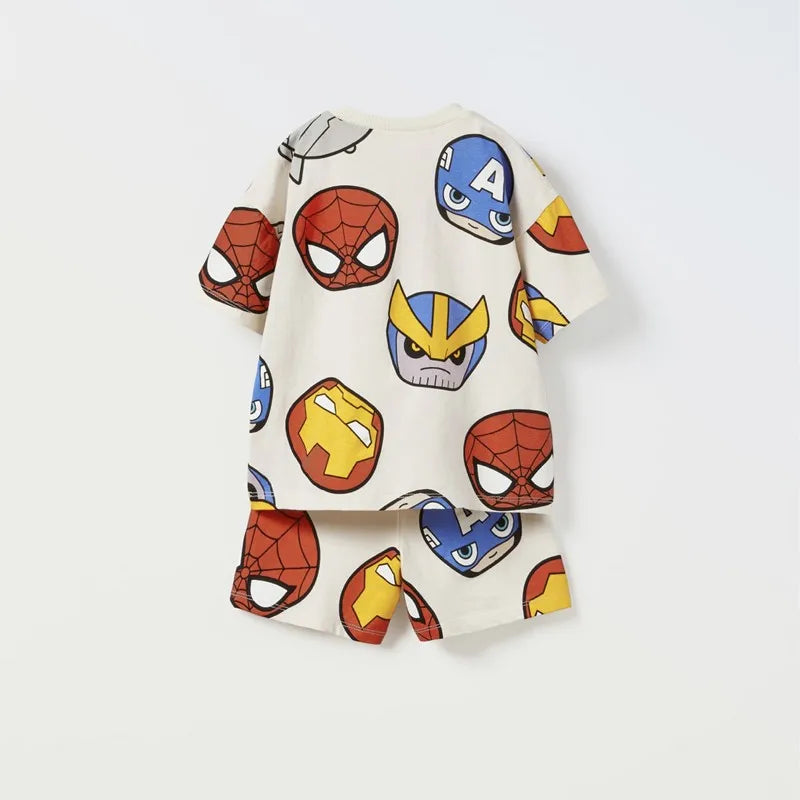 New Cartoon Tracksuits Casual Sports Two Piece Summer Boys Clothing Trendy Outdoor Wear Babies Printing T-shirt+Shorts