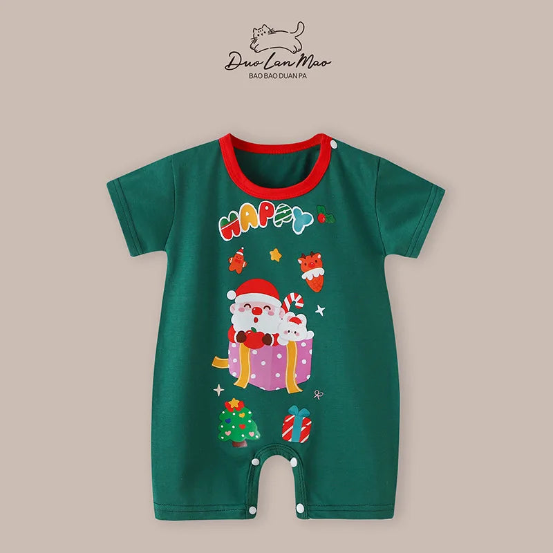 Baby Boys Girls Bodysuits Christmas Cotton Short Sleeves Kids Clothes 6-24 Month Newborn Baby Clothing bebe Jumpsuit