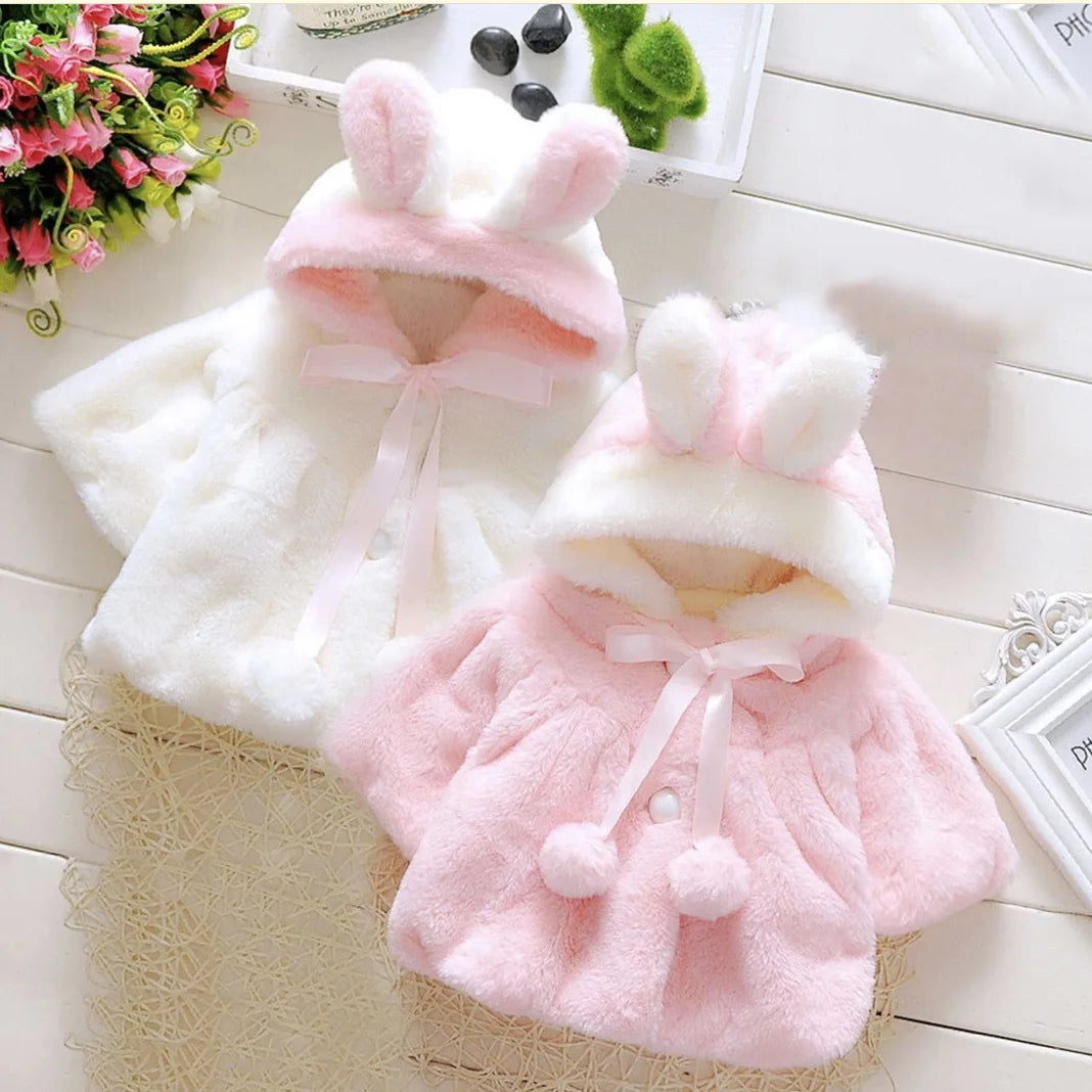 Children&#39;s clothing children&#39;s new cape girls autumn and winter wool sweater shawl baby ear fleece jacket cape