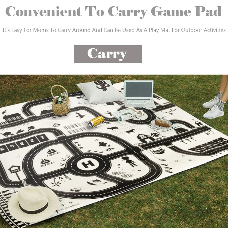 130*100CM Road Map Carpet For Kids Parking Lot Roadmap 83*58CM City Traffic Map of Road Carpet Traffic Signs Baby Play Mat Toys