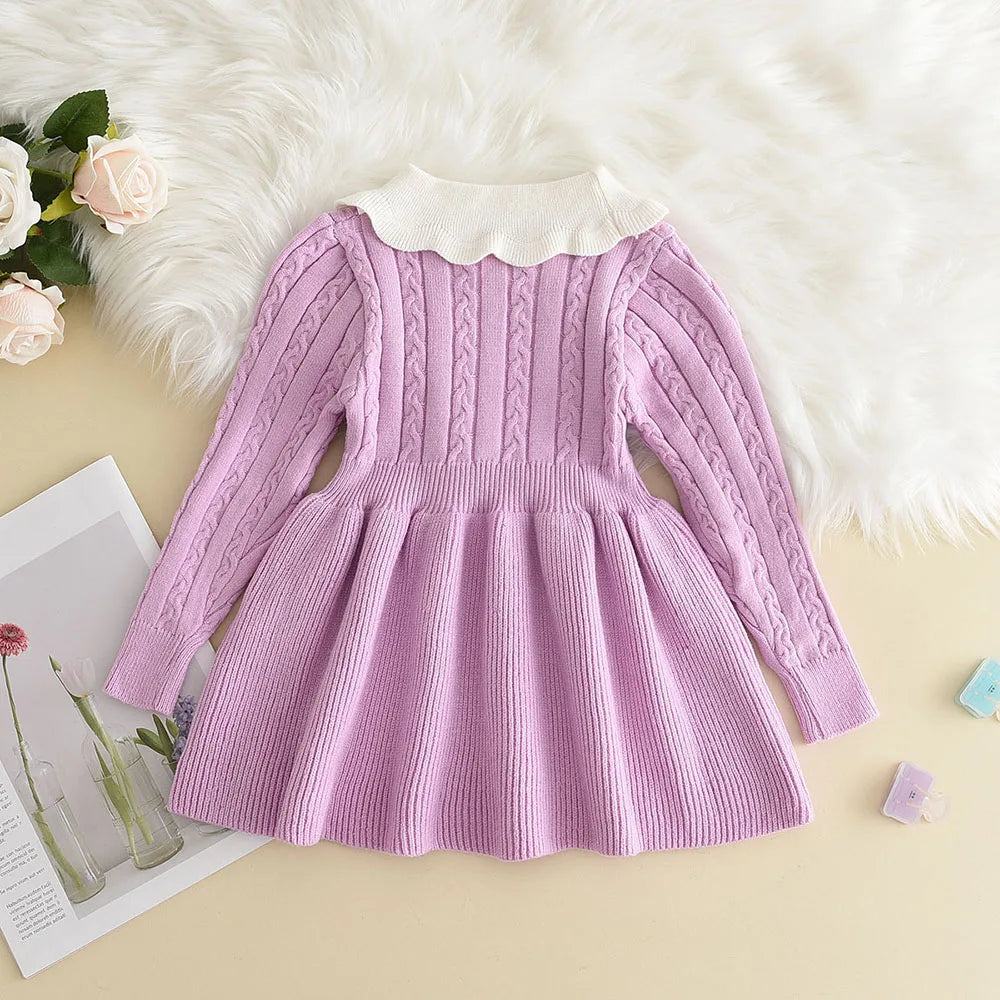 Winter Girls Wool Long Sleeve Dress