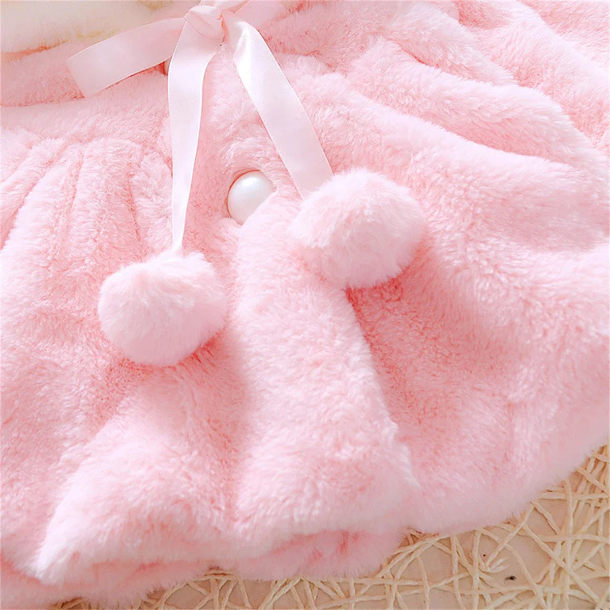 Children&#39;s clothing children&#39;s new cape girls autumn and winter wool sweater shawl baby ear fleece jacket cape