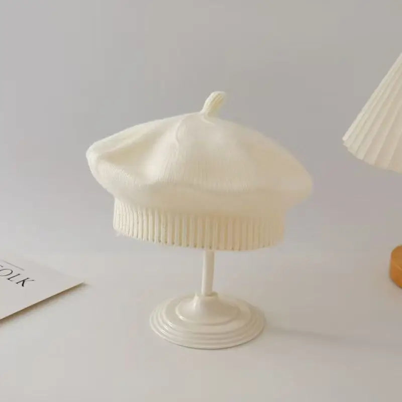 Fashion Baby Knitted Beret Hat Solid Color Children&#39;s Warm Hats Autumn Winter Painter Cap For Girls Kids Bonnet Accessories