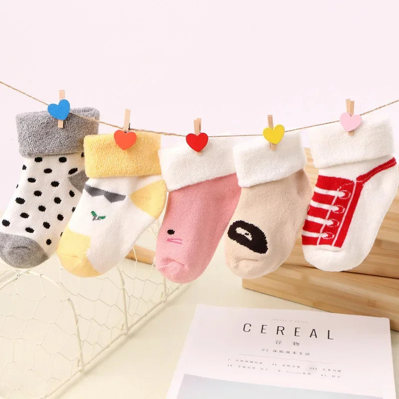 5 Pairs Winter Warm Strip Baby Socks