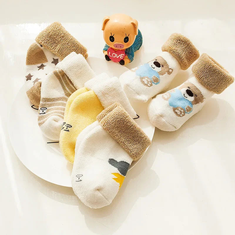 5 Pairs Winter Warm Strip Baby Socks