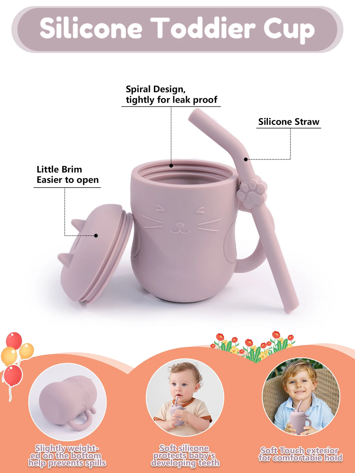 150ML Baby Learning Feeding Cup Kid Feeding Drinkware Straw Bottles Anti-Hot Leakproof Silicone Tableware Toddler Water Bottle