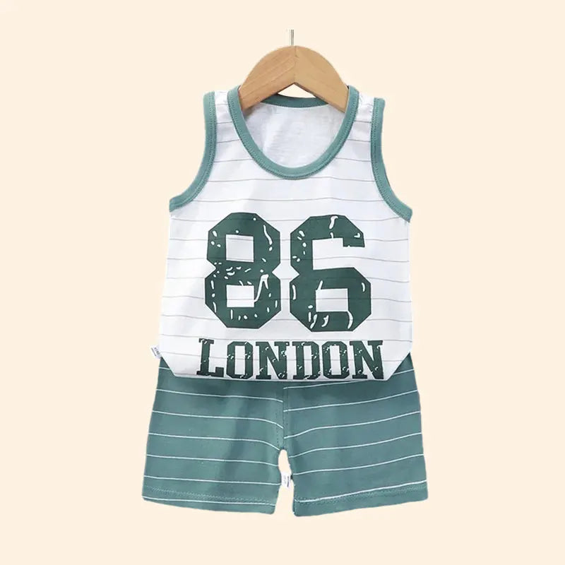 Children Sets Kids Clothes Boys Girls Vest Suit  Summer Children&#39;s Clothing baby Cotton T-Shirts Shorts Tank Top Sleeveless