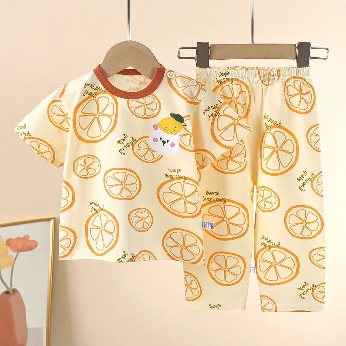 New Children&#39;s Short-Sleeved Suit Pure Cotton Summer Boys T-shirt Girls Home Clothes Baby Pajamas children&#39;s clothing