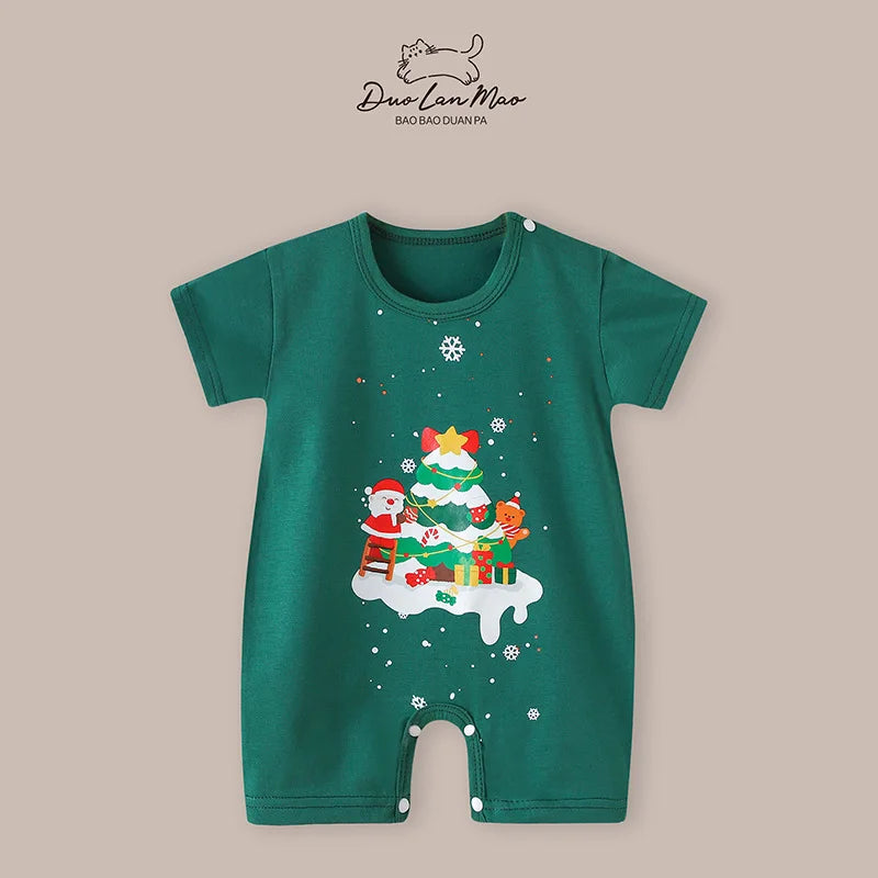 Baby Boys Girls Bodysuits Christmas Cotton Short Sleeves Kids Clothes 6-24 Month Newborn Baby Clothing bebe Jumpsuit