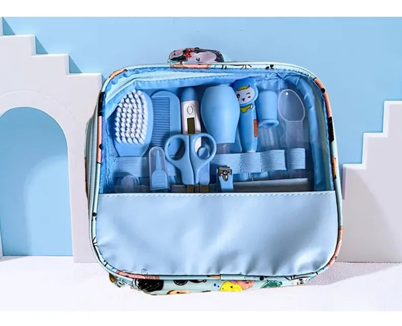 12 PCs Baby Care Kit Kids Hair Nail Healthcare Thermometer Grooming Brush Kit Clipper Scissors Kid Toiletries