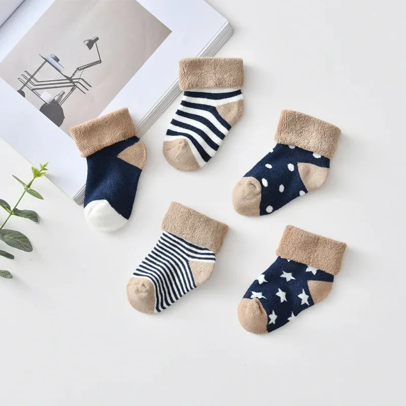 5 Pairs Winter Warm Strip Baby Socks