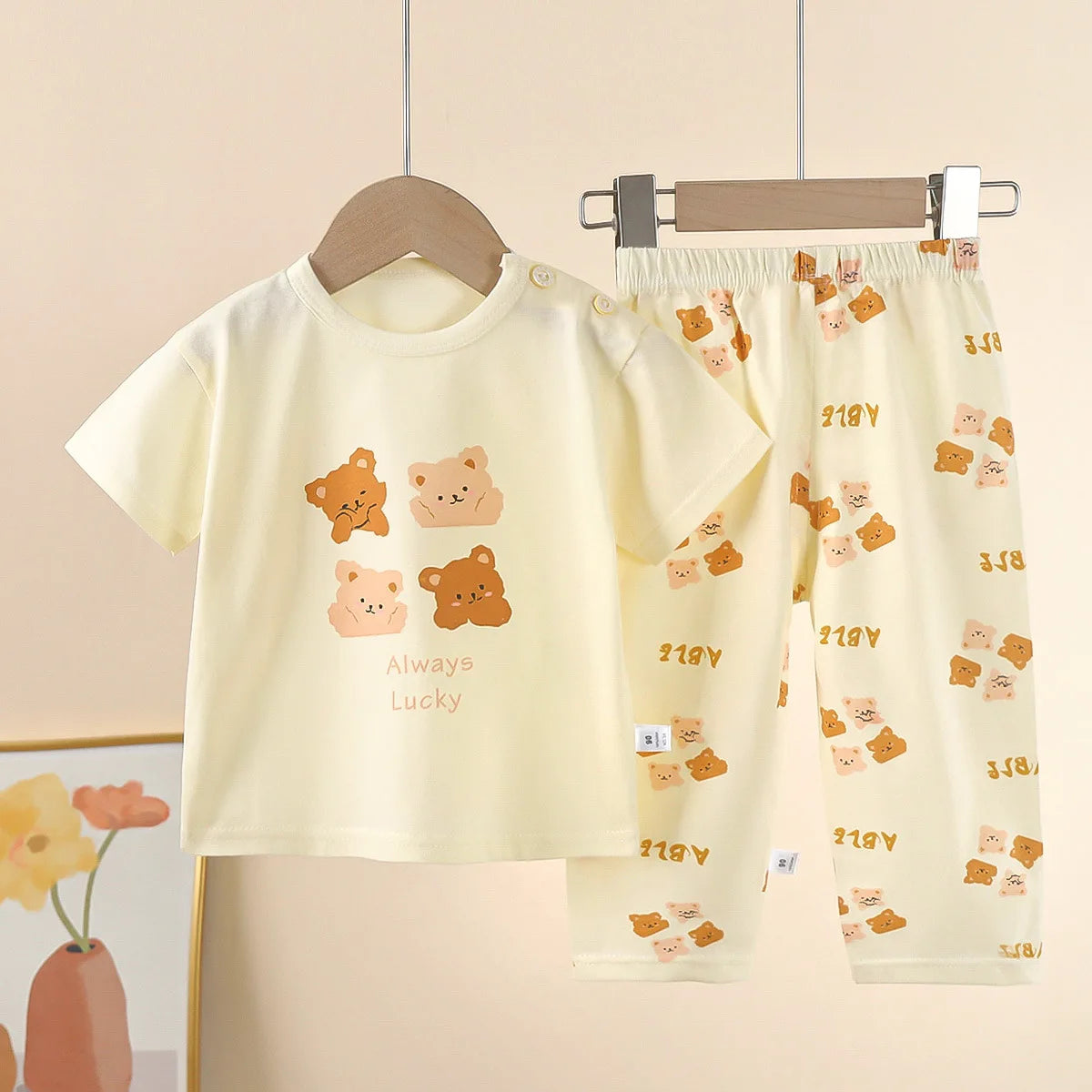New Children&#39;s Short-Sleeved Suit Pure Cotton Summer Boys T-shirt Girls Home Clothes Baby Pajamas children&#39;s clothing