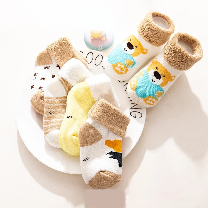 5 Pairs Winter Warm Strip Baby Socks