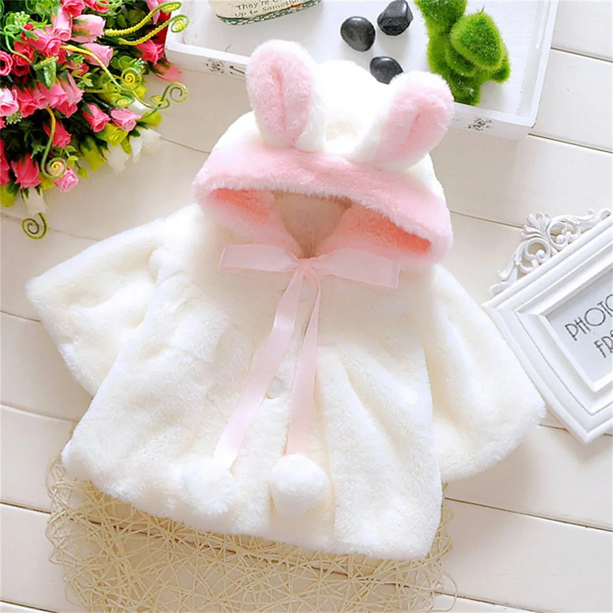 Children&#39;s clothing children&#39;s new cape girls autumn and winter wool sweater shawl baby ear fleece jacket cape
