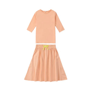 Spring Summer Cotton Solid Casual Clothing Boys Girls Fashion Family Matching Clothes Dress Set
