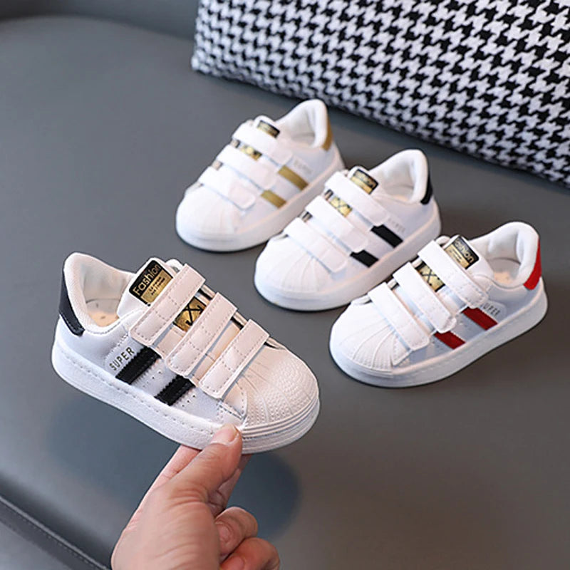 Children&#39;s Sneakers Kids Fashion Design White Non-slip Casual Shoes Boys Girls Hook Breathable Sneakers Toddler Outdoor Shoes